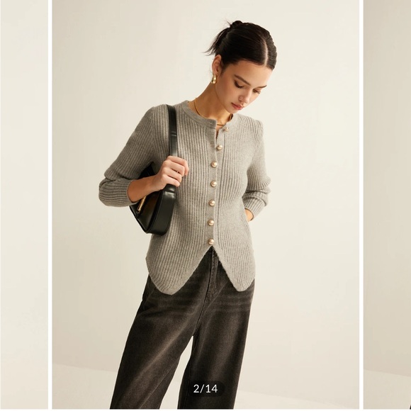 Commense Black Ribbed Button Cardigan - Picture 4 of 4